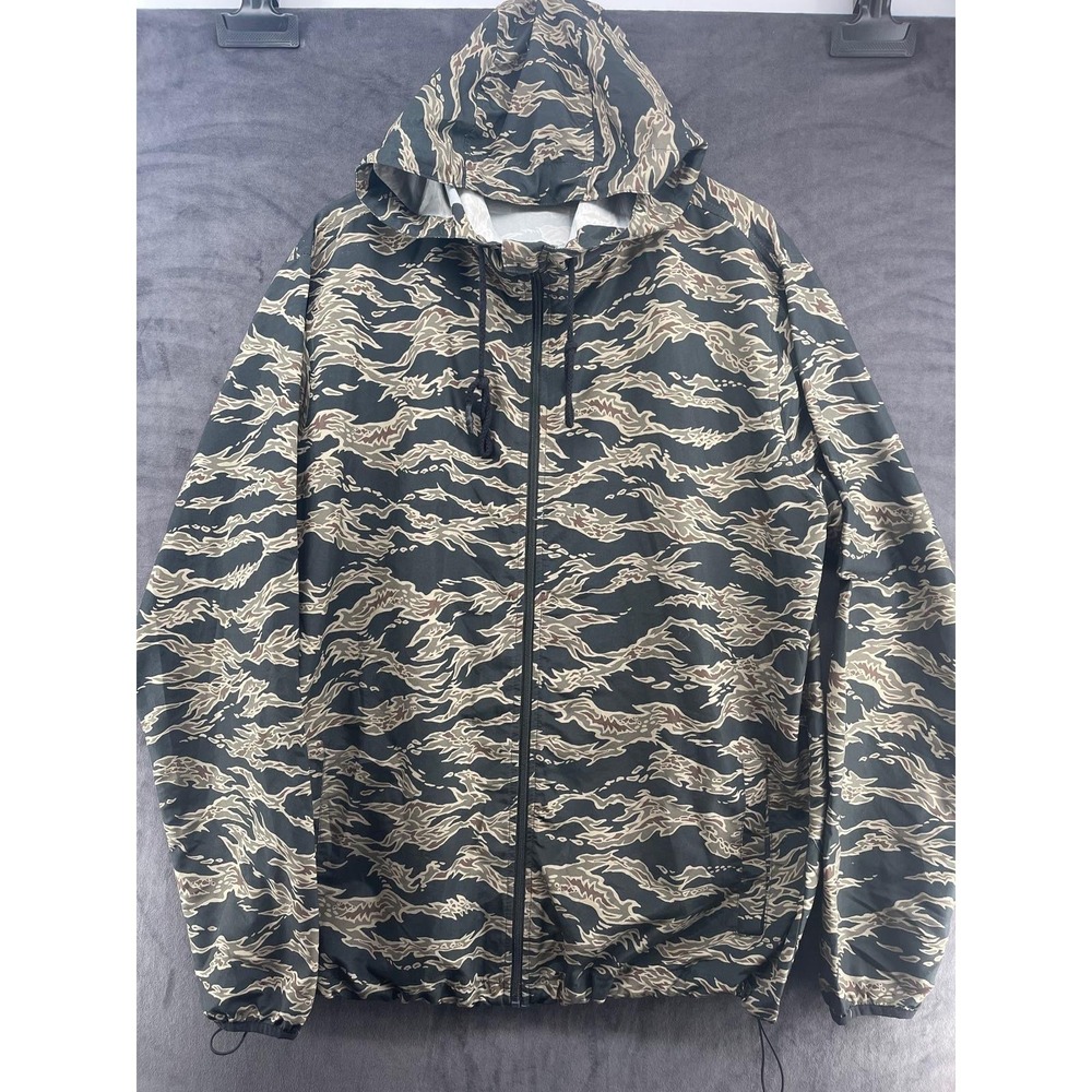 Elwood Mens Tiger Stripe Camo Windbreaker Jacket Hooded Full Zip Large EMJ004393